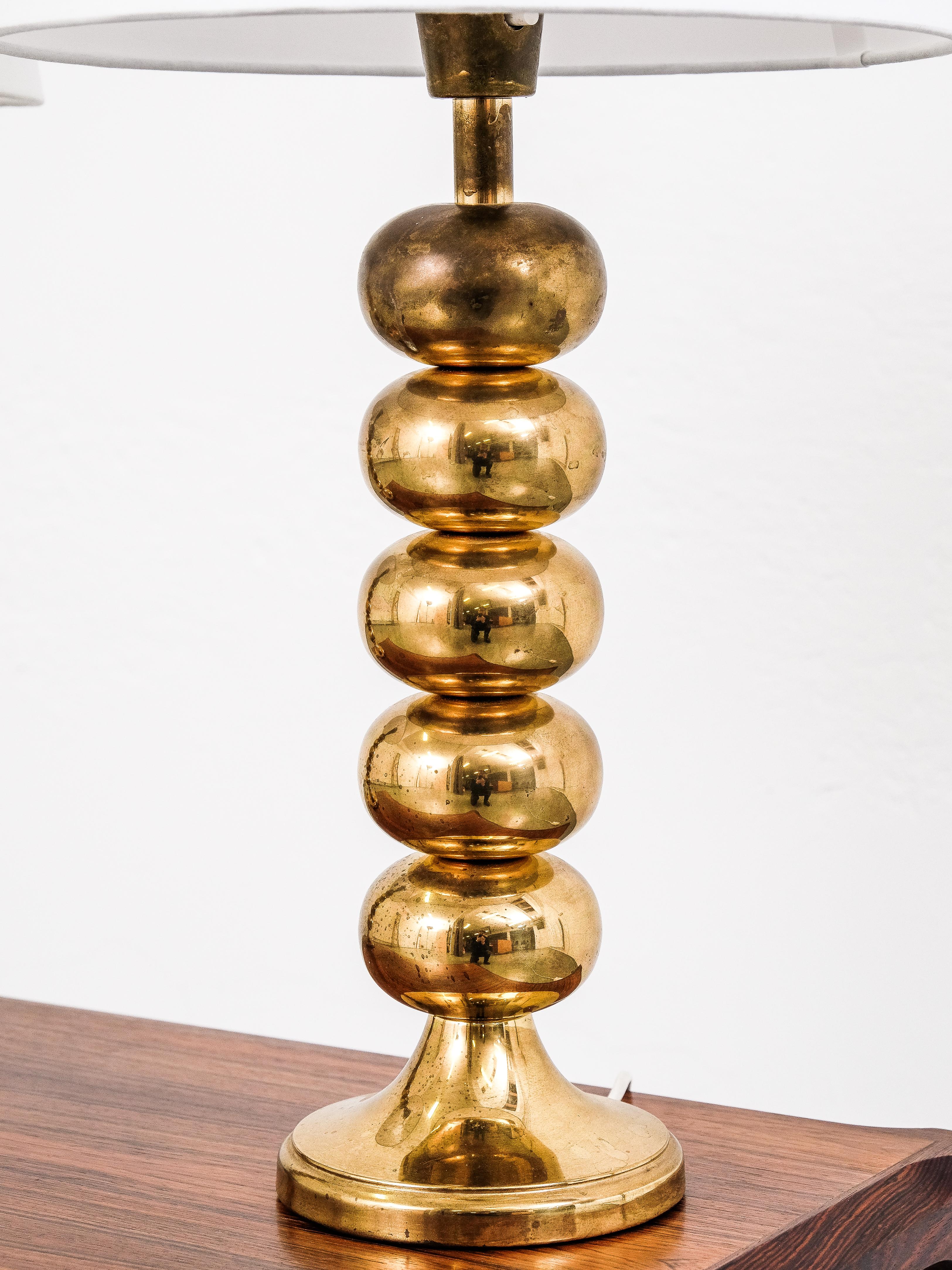Pair of Brass Table Lamps by Uno Dahlén for Aneta, Sweden, 1960s In Good Condition In Helsinki, FI