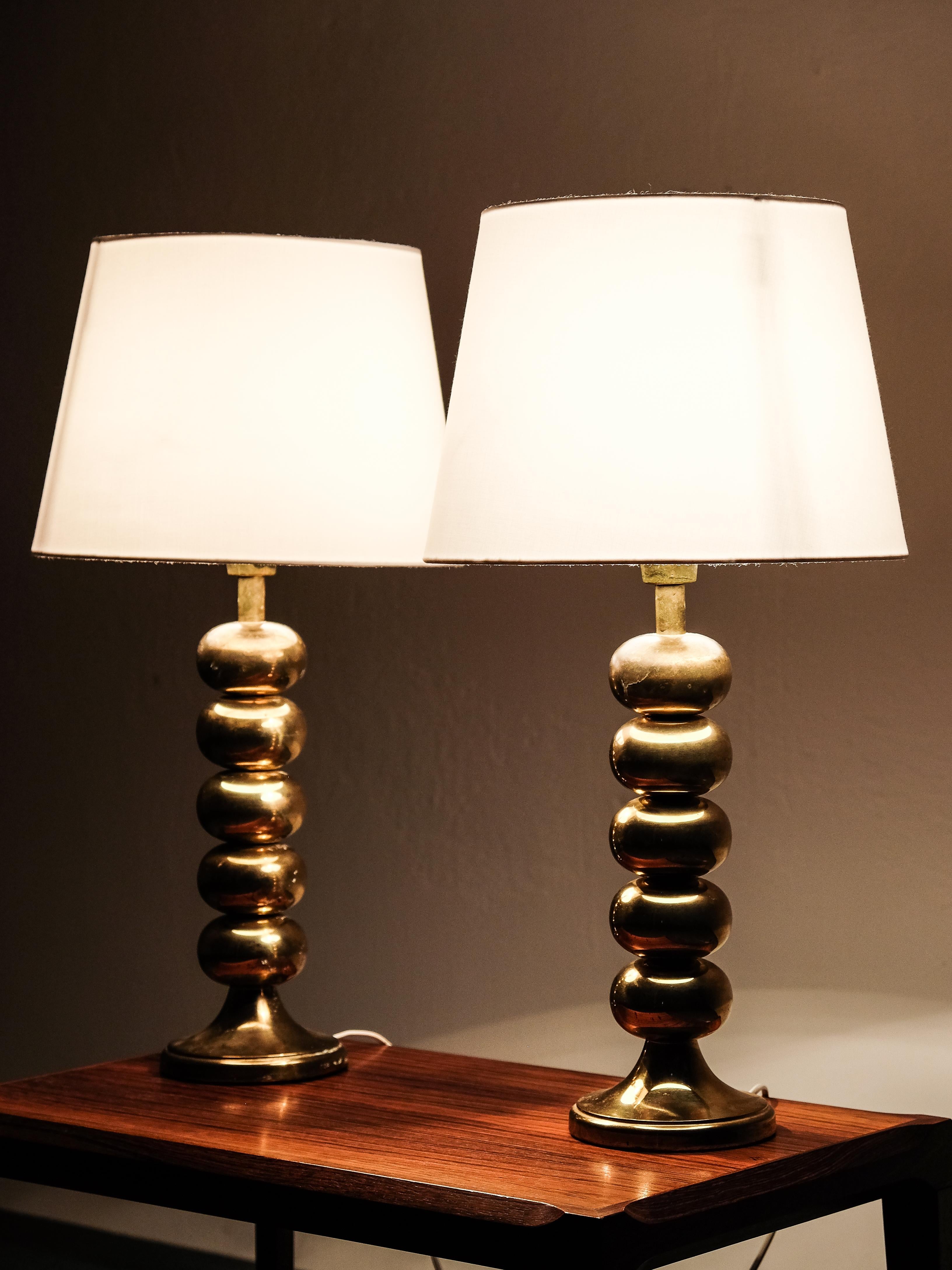 Mid-20th Century Pair of Brass Table Lamps by Uno Dahlén for Aneta, Sweden, 1960s