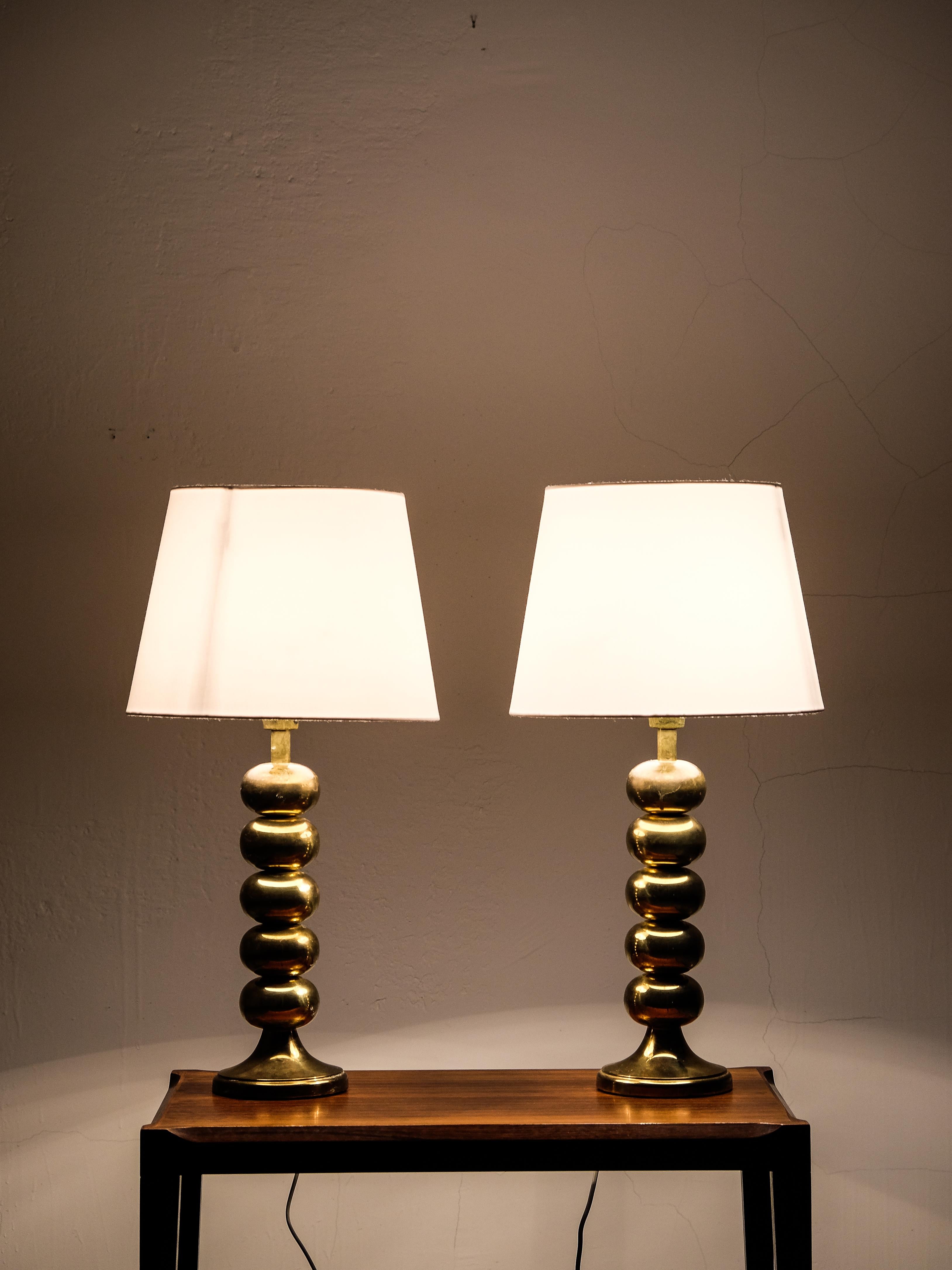 Pair of Brass Table Lamps by Uno Dahlén for Aneta, Sweden, 1960s 1