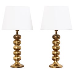 Pair of Brass Table Lamps by Uno Dahlén for Aneta, Sweden, 1960s