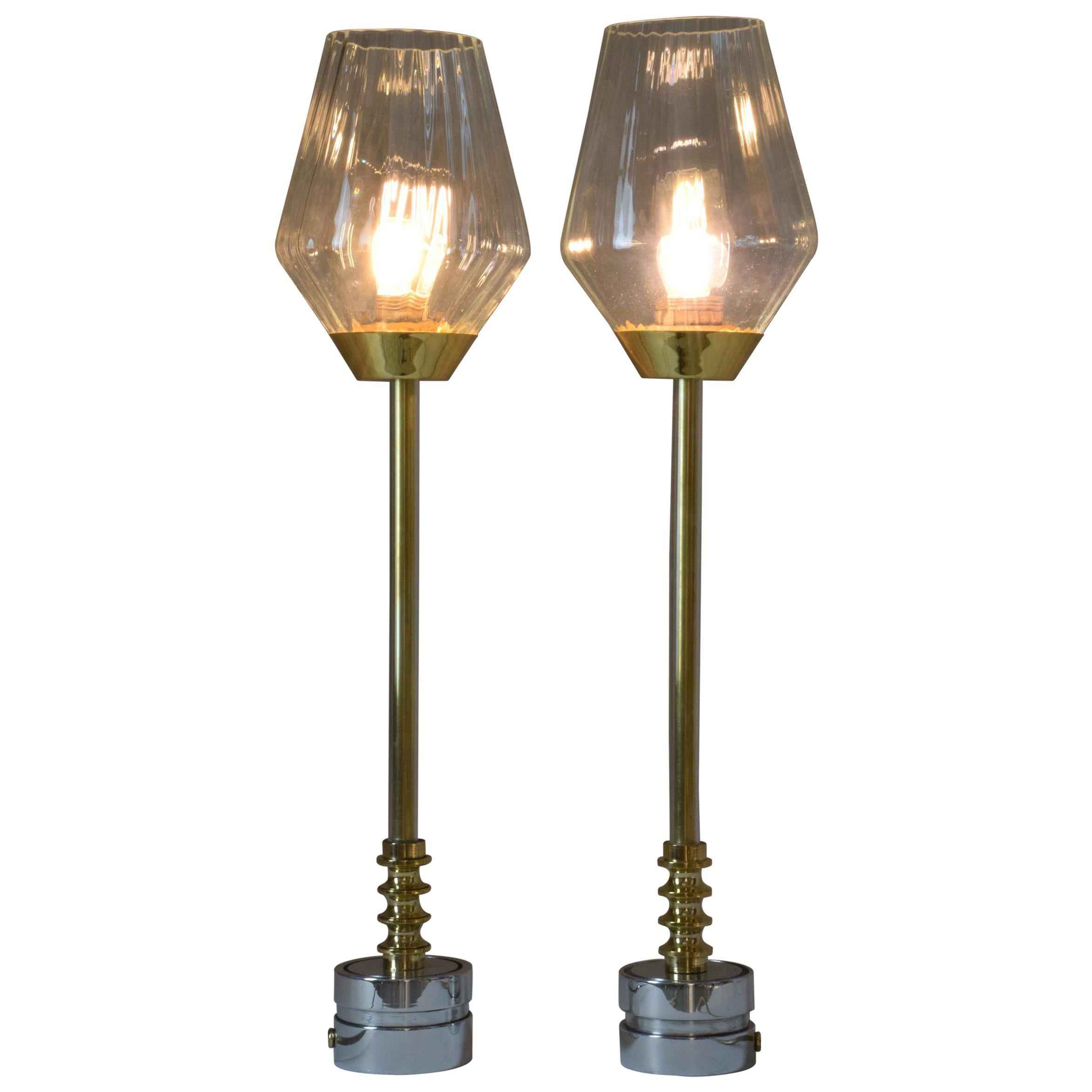 Pair of Brass Table Lamps, Confinement Collection by JAS