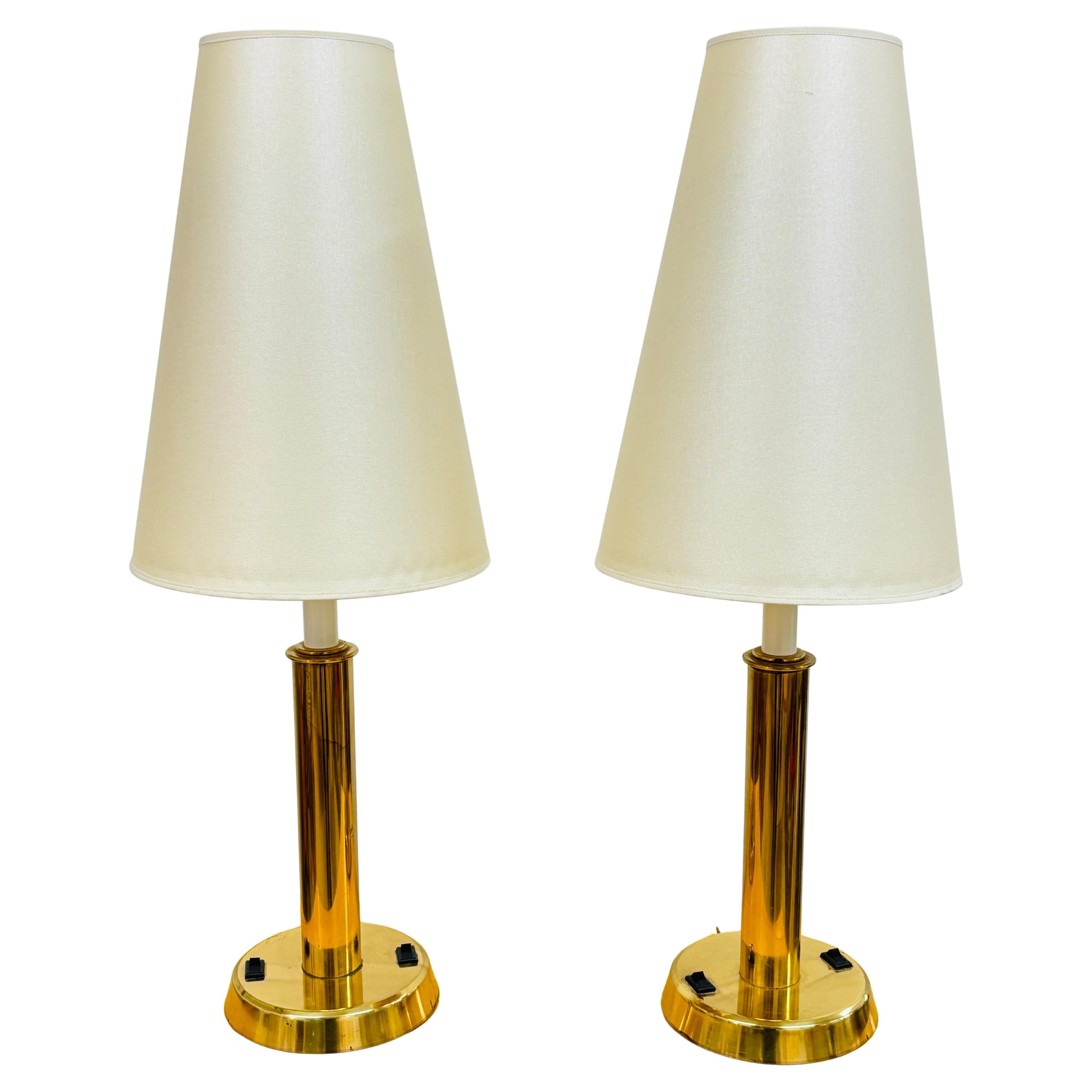 Pair of Brass Table Lamps, Finland, 1960s–1970s