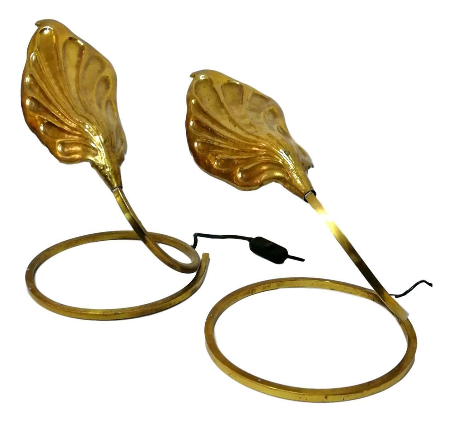 Pair of brass table lamps 