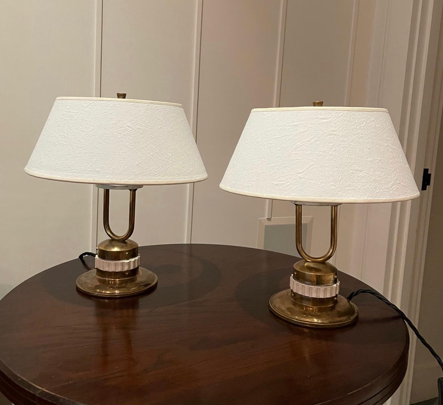 Pair of Brass Table Lamps for Maison Jumo Varilux France 1960s For Sale 3