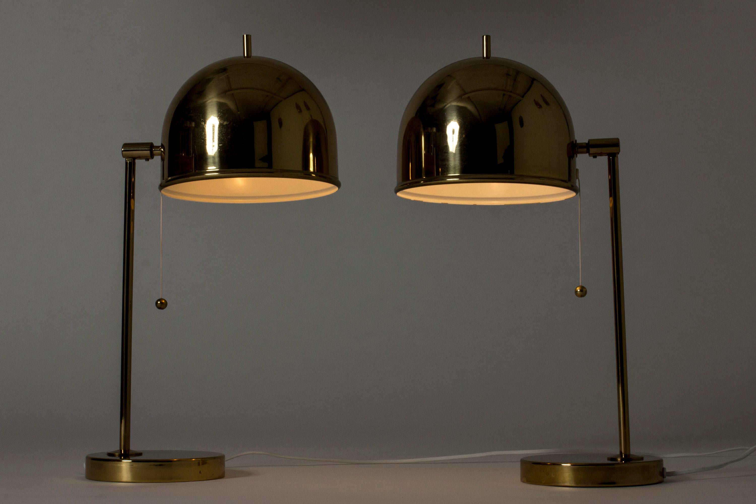 Mid-20th Century Pair of Brass Table Lamps from Bergboms, Sweden, 1960s