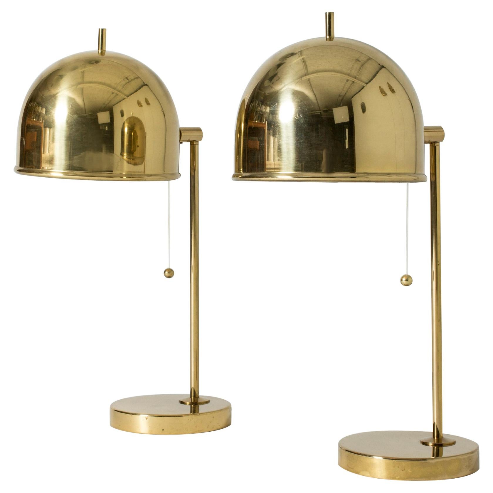 Pair of Brass Table Lamps from Bergboms, Sweden, 1960s