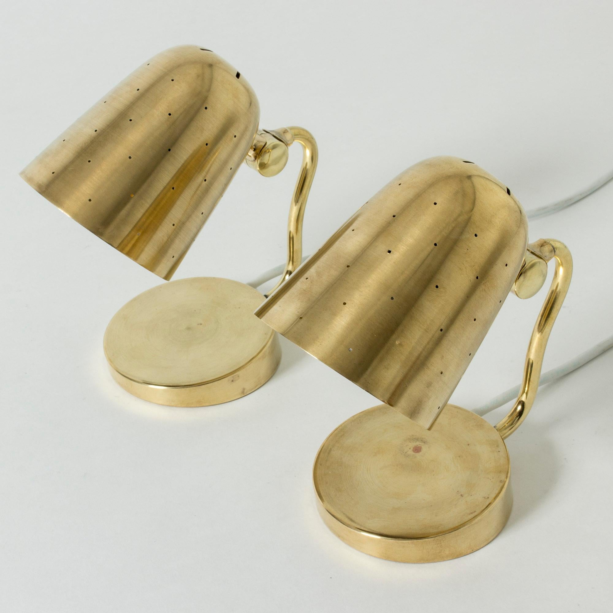 Scandinavian Modern Pair of Brass Table Lamps from Boréns, Sweden, 1950s