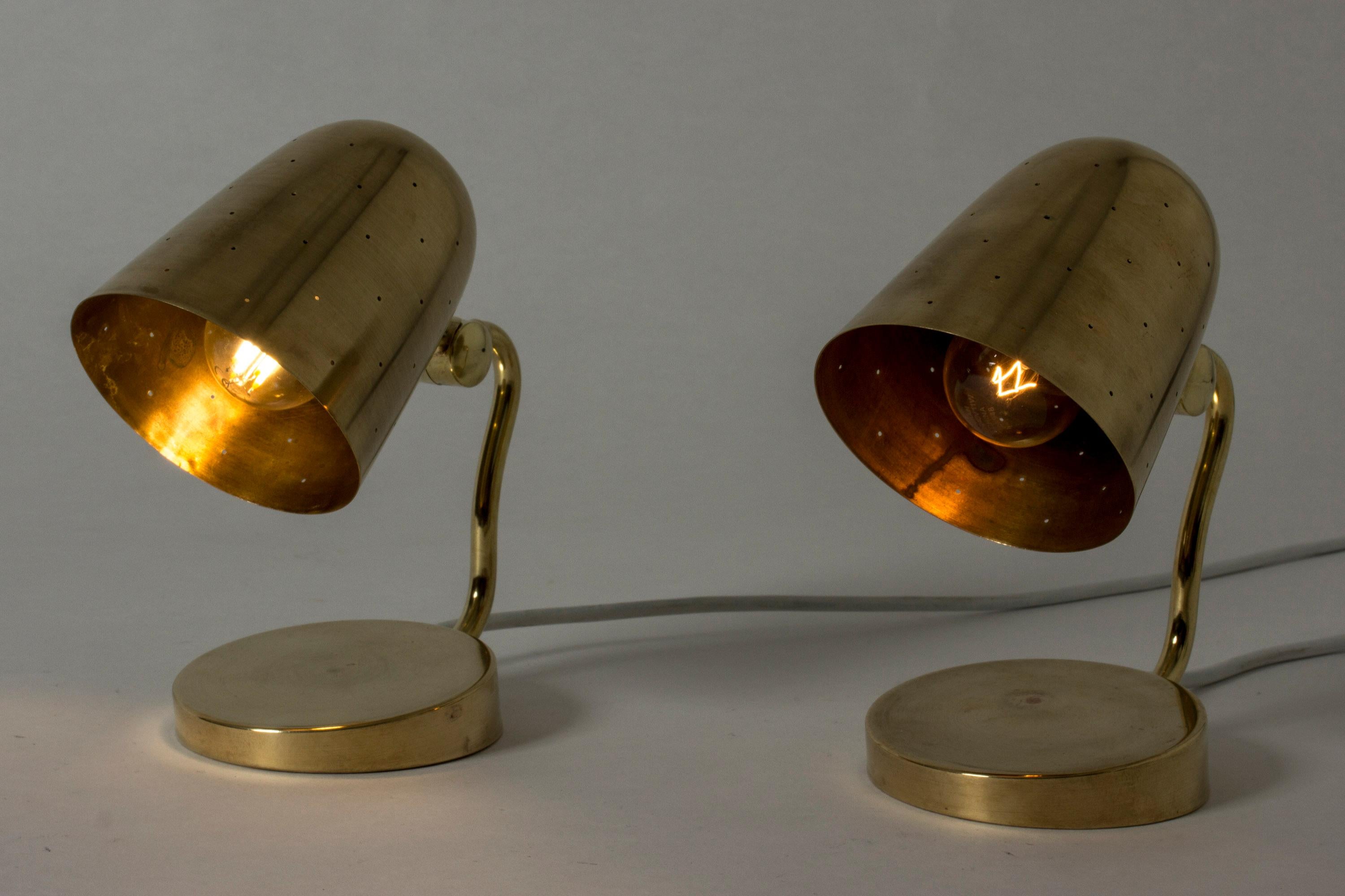 Swedish Pair of Brass Table Lamps from Boréns, Sweden, 1950s