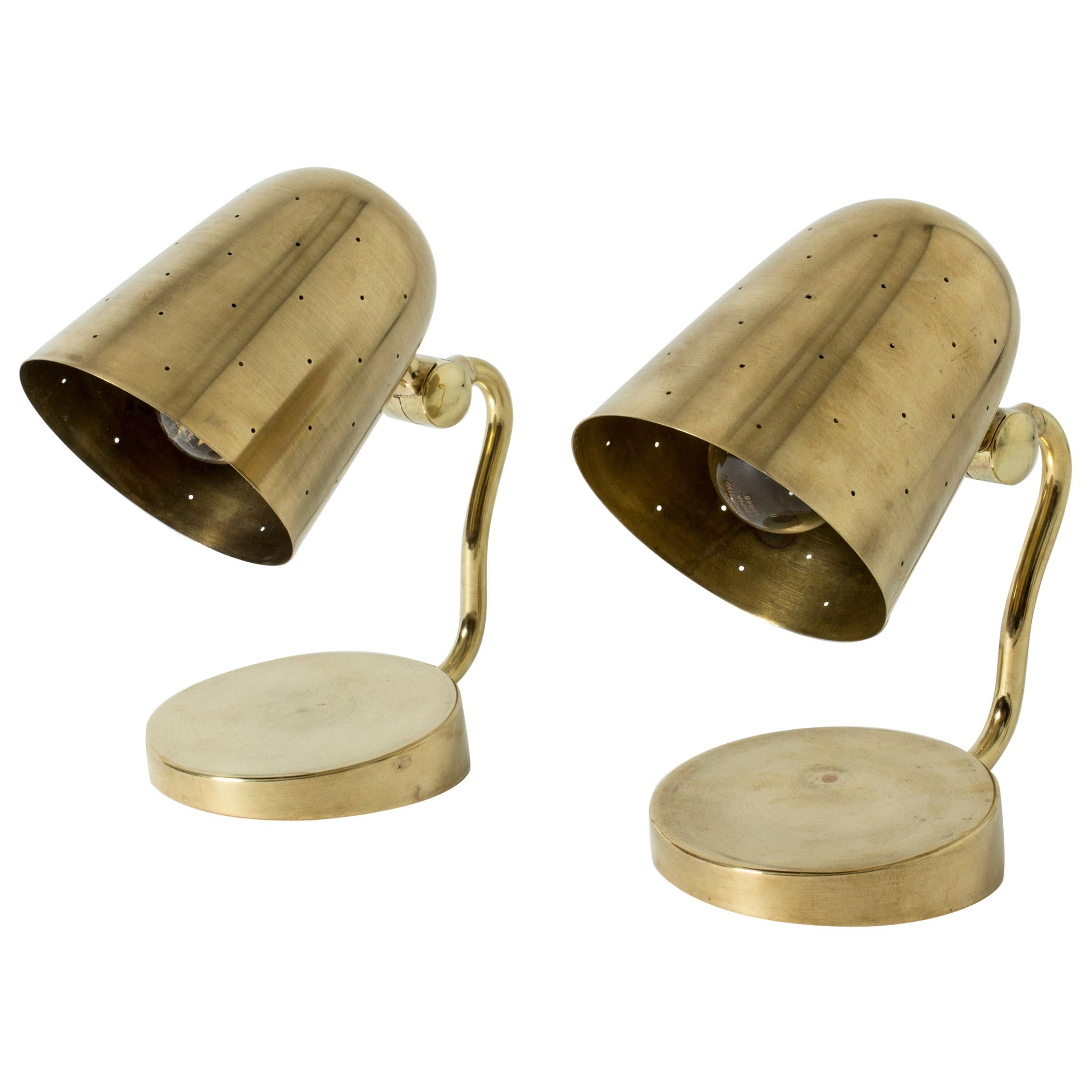 Pair of Brass Table Lamps from Boréns, Sweden, 1950s