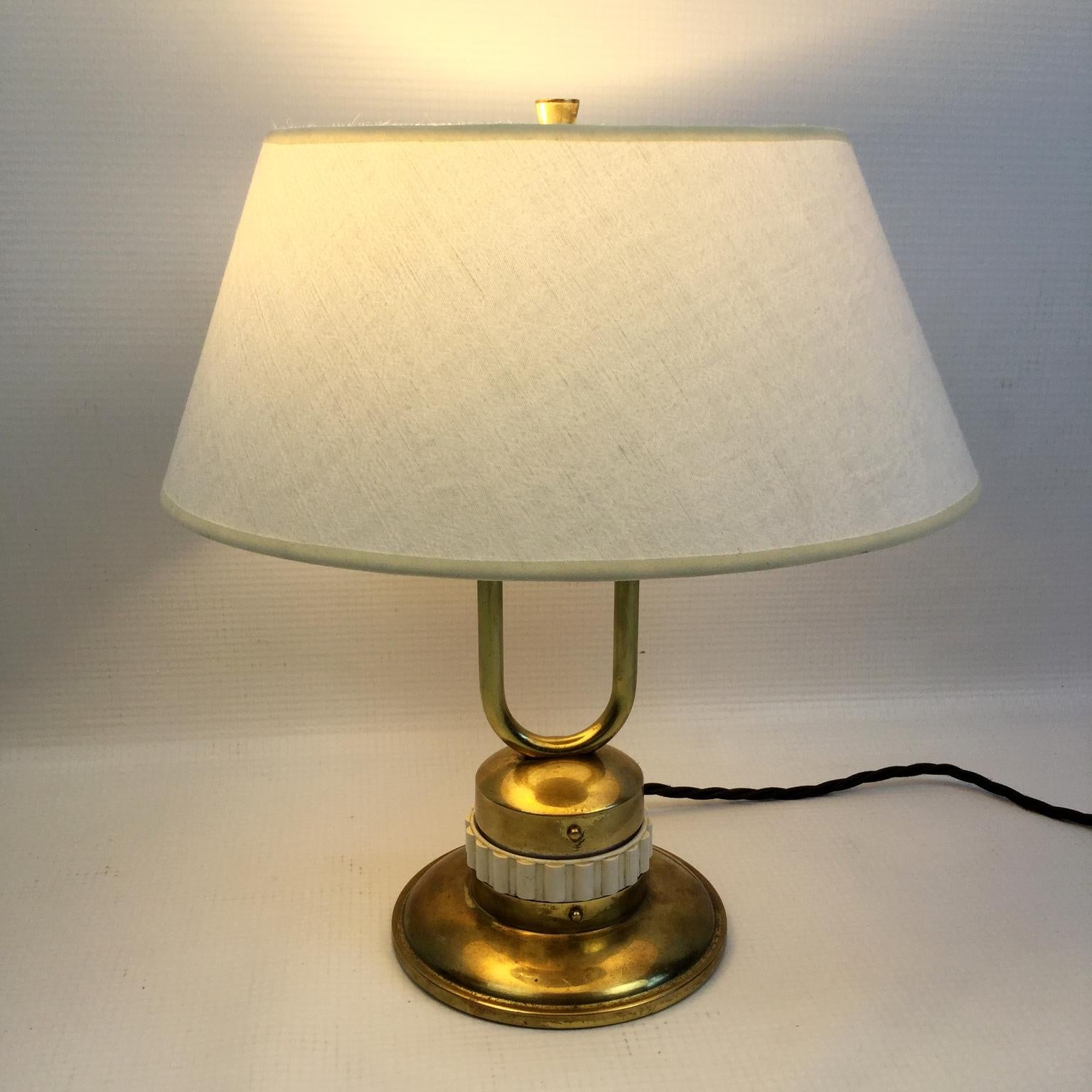 Pair of Brass Table Lamps for Maison Jumo Varilux France 1960s 2