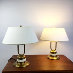 Pair of Brass Table Lamps for Maison Jumo Varilux France 1960s