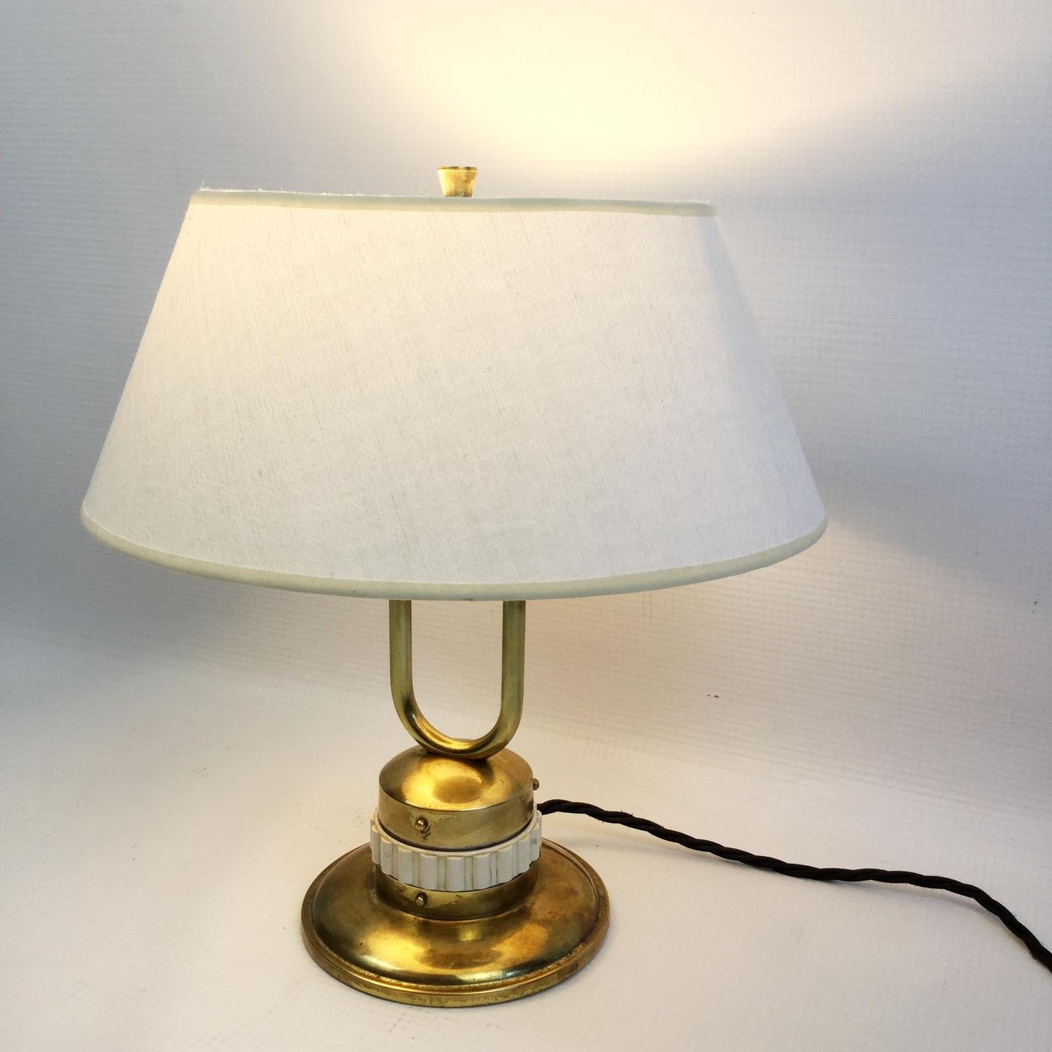 Mid-Century Modern Pair of Brass Table Lamps for Maison Jumo Varilux France 1960s
