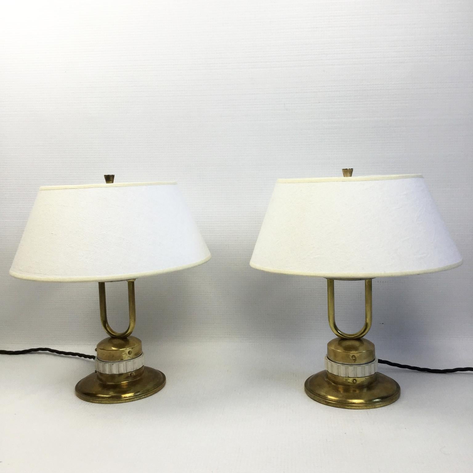 Mid-20th Century Pair of Brass Table Lamps for Maison Jumo Varilux France 1960s