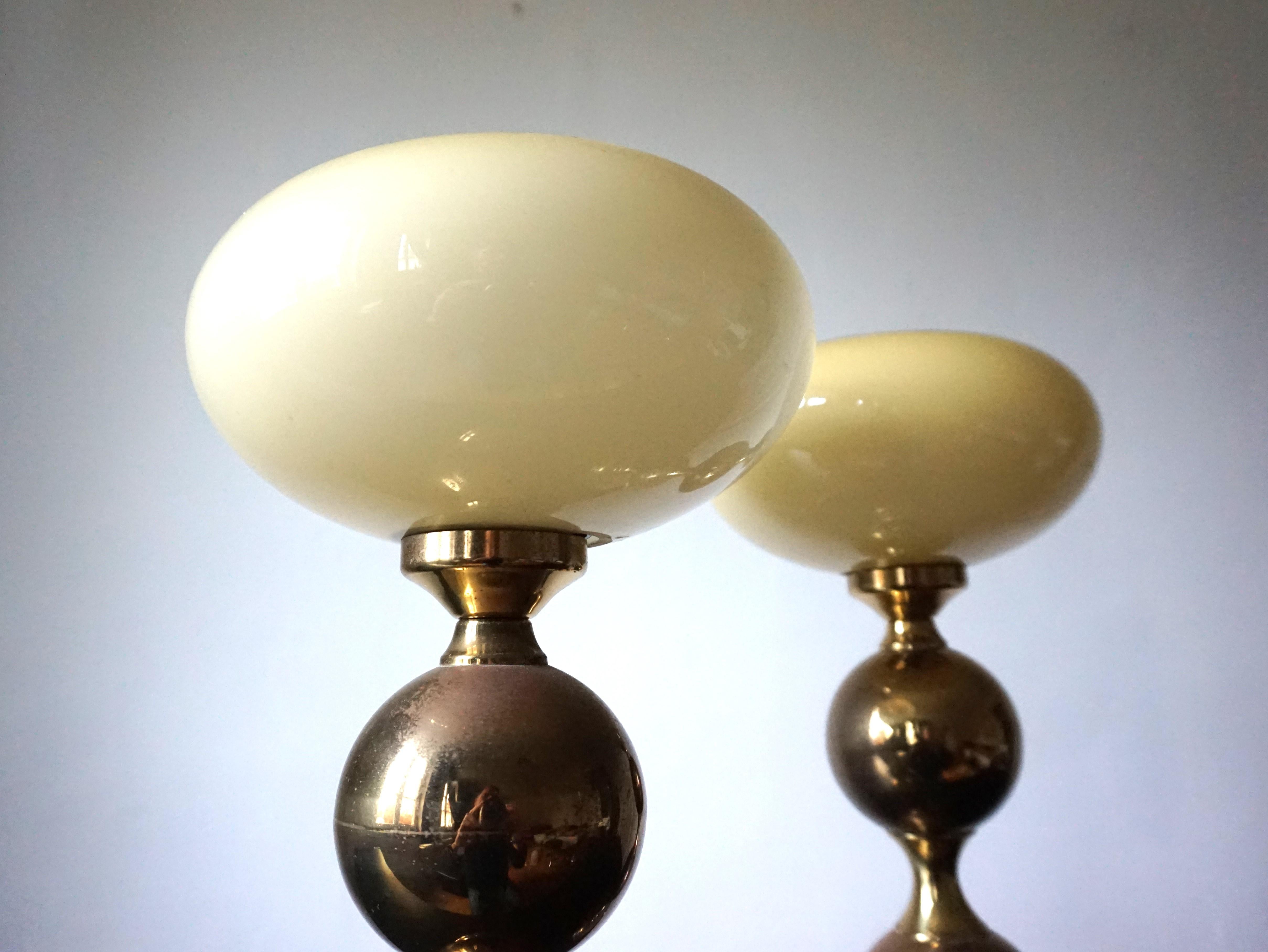 Mid-Century Modern Pair of brass table lamps from the 70s For Sale