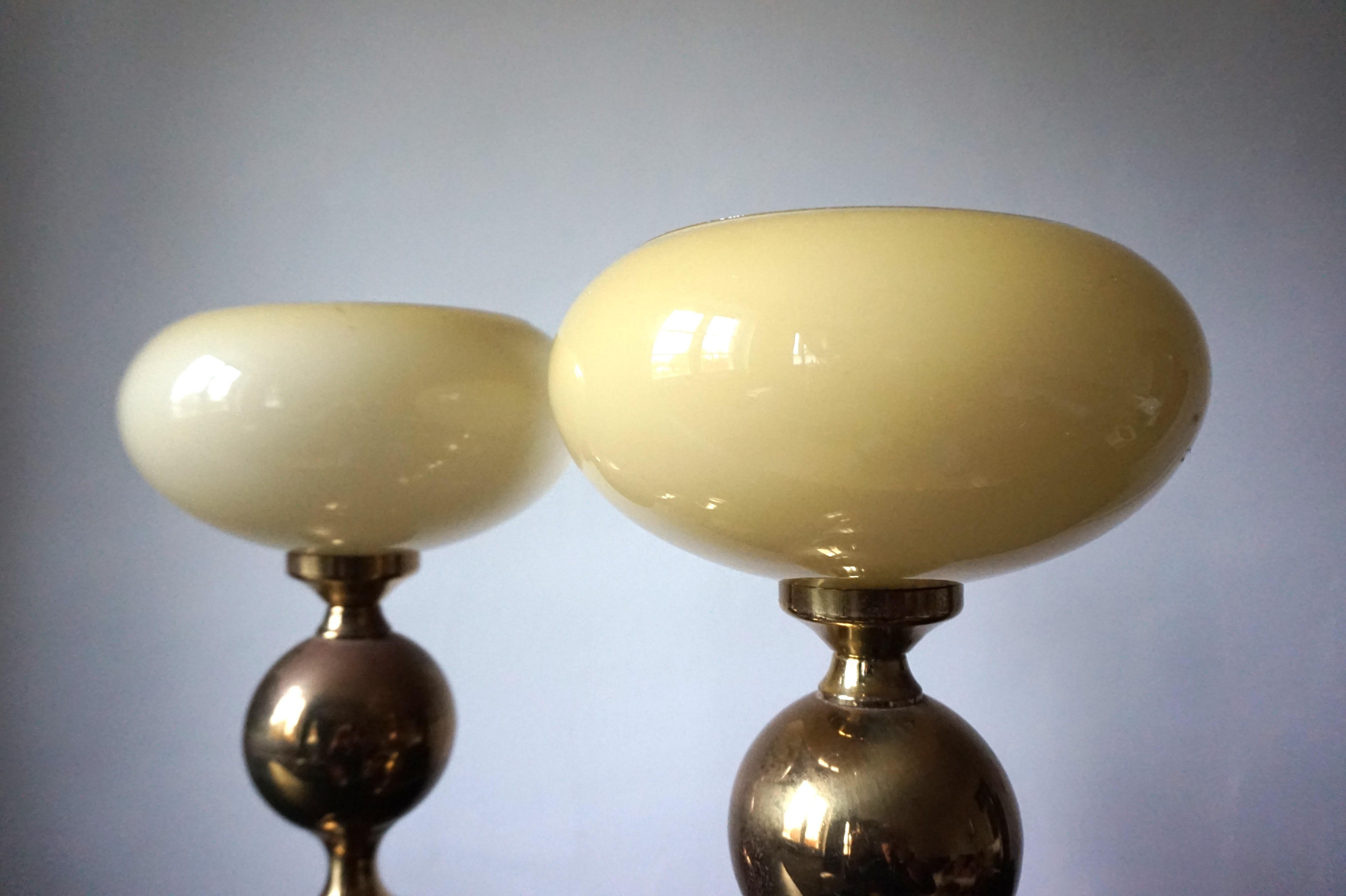 Late 20th Century Pair of brass table lamps from the 70s For Sale