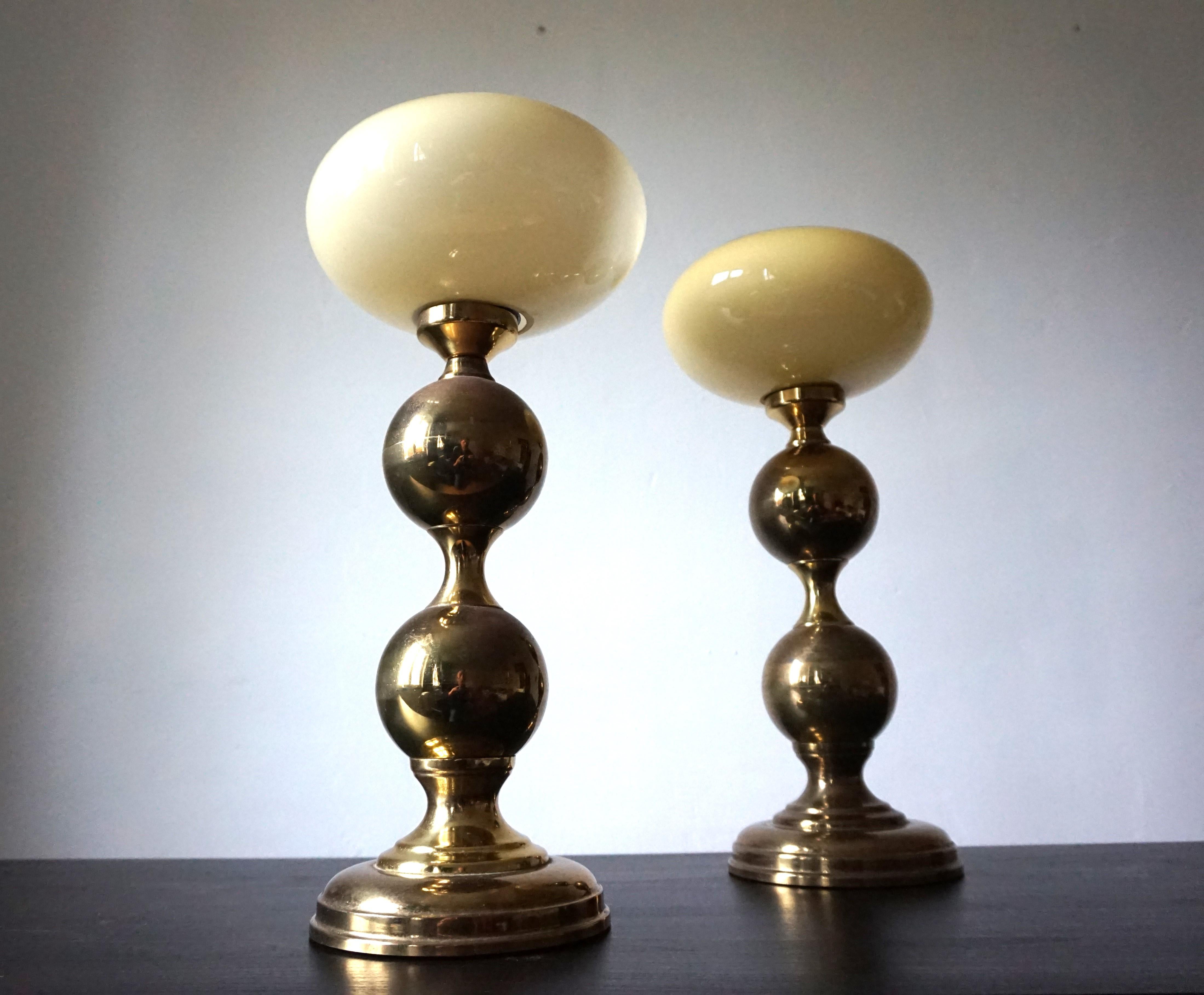 Brass Pair of brass table lamps from the 70s For Sale