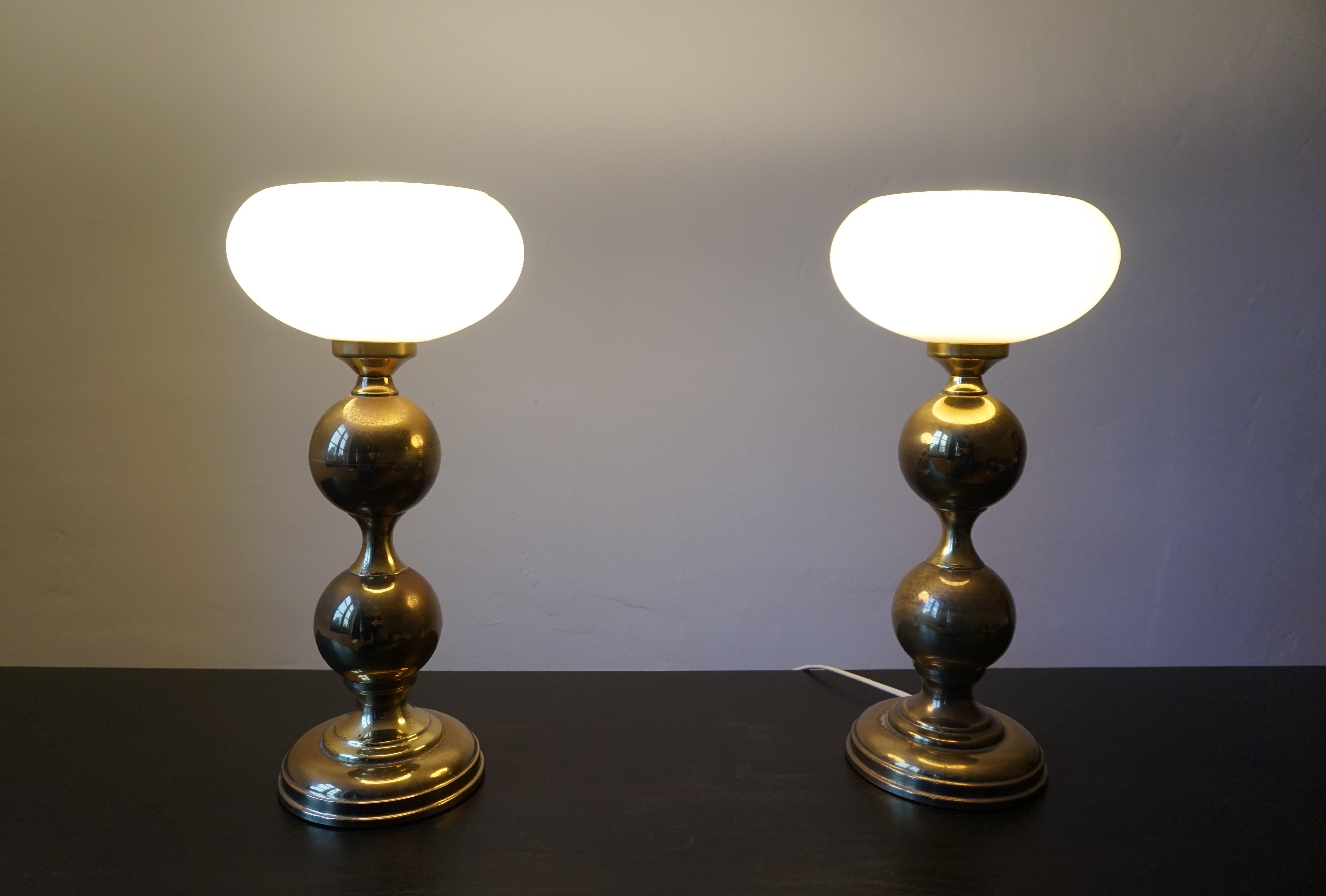 Pair of brass table lamps from the 70s For Sale 2