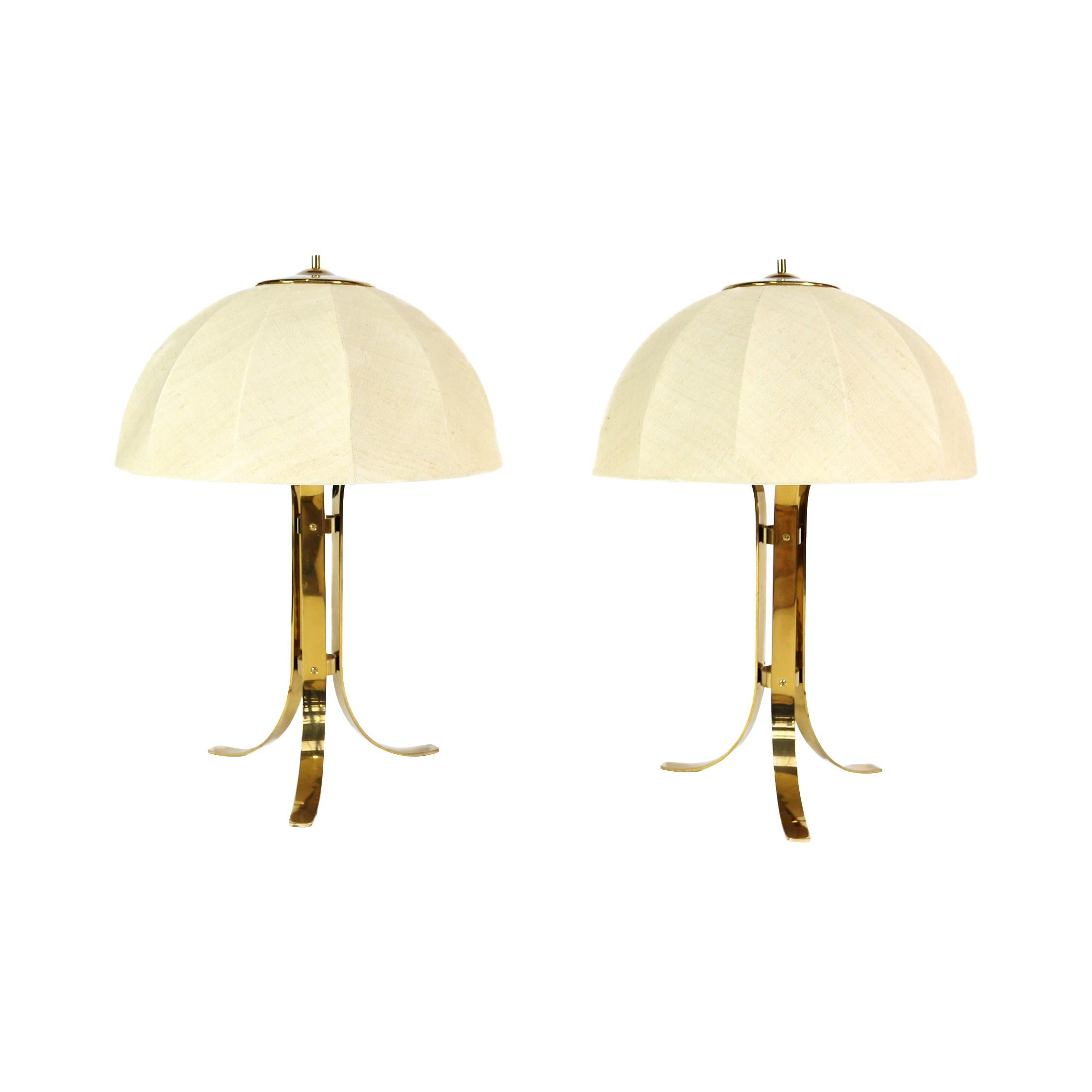Pair of Brass Table Lamps, Italy, 1960s For Sale