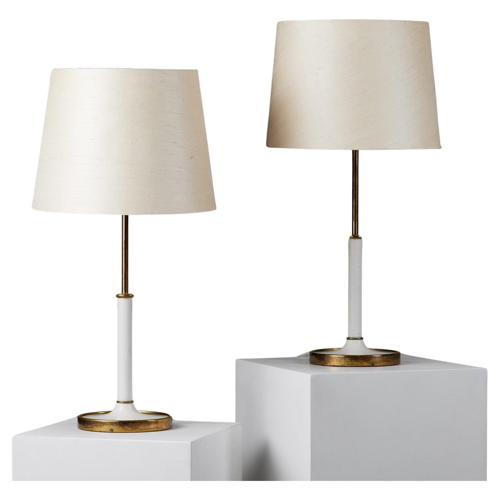 Pair of brass table lamps model 2466 designed by Josef Frank for Svenskt Tenn  For Sale