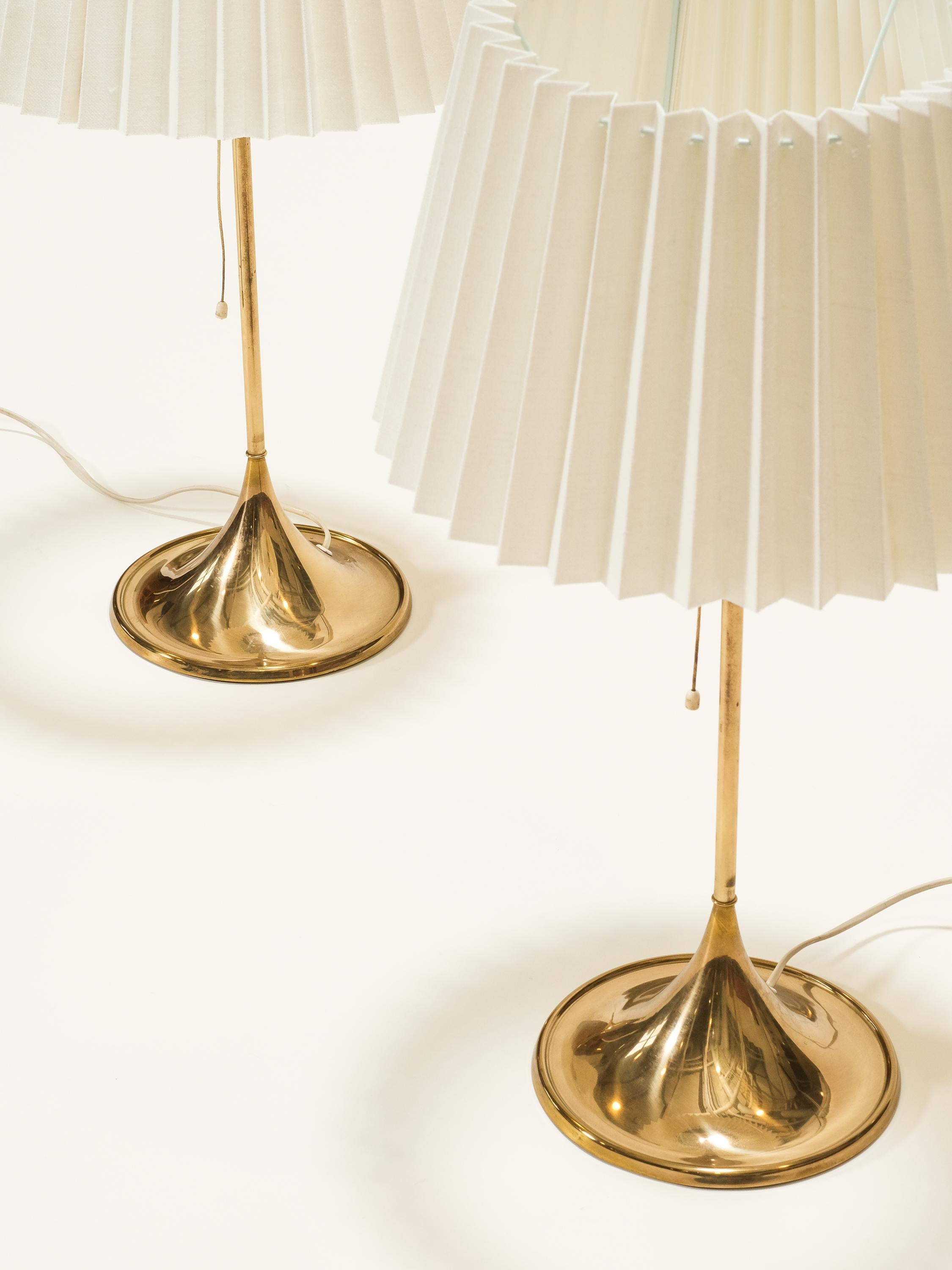 Swedish Pair of Brass Table Lamps Model B-024 by Bergboms, Sweden, 1960s