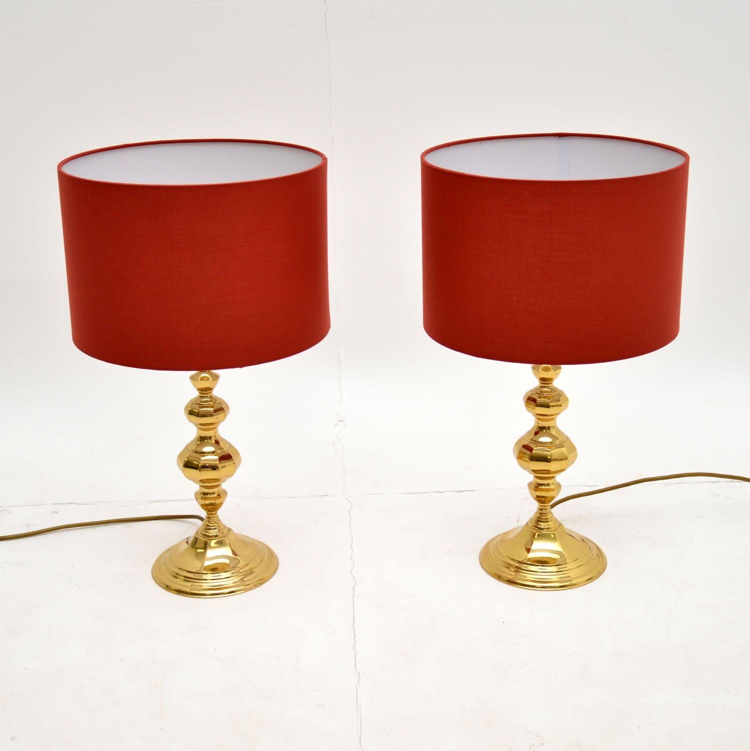 A beautiful pair of vintage solid brass table lamps, made in England and dating from around the 1970’s.

The quality is excellent, these are well made and are a lovely size. The condition is very good for their age, with just some minor surface