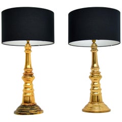 Pair of Brass Table Lamps Vintage, 1970’s