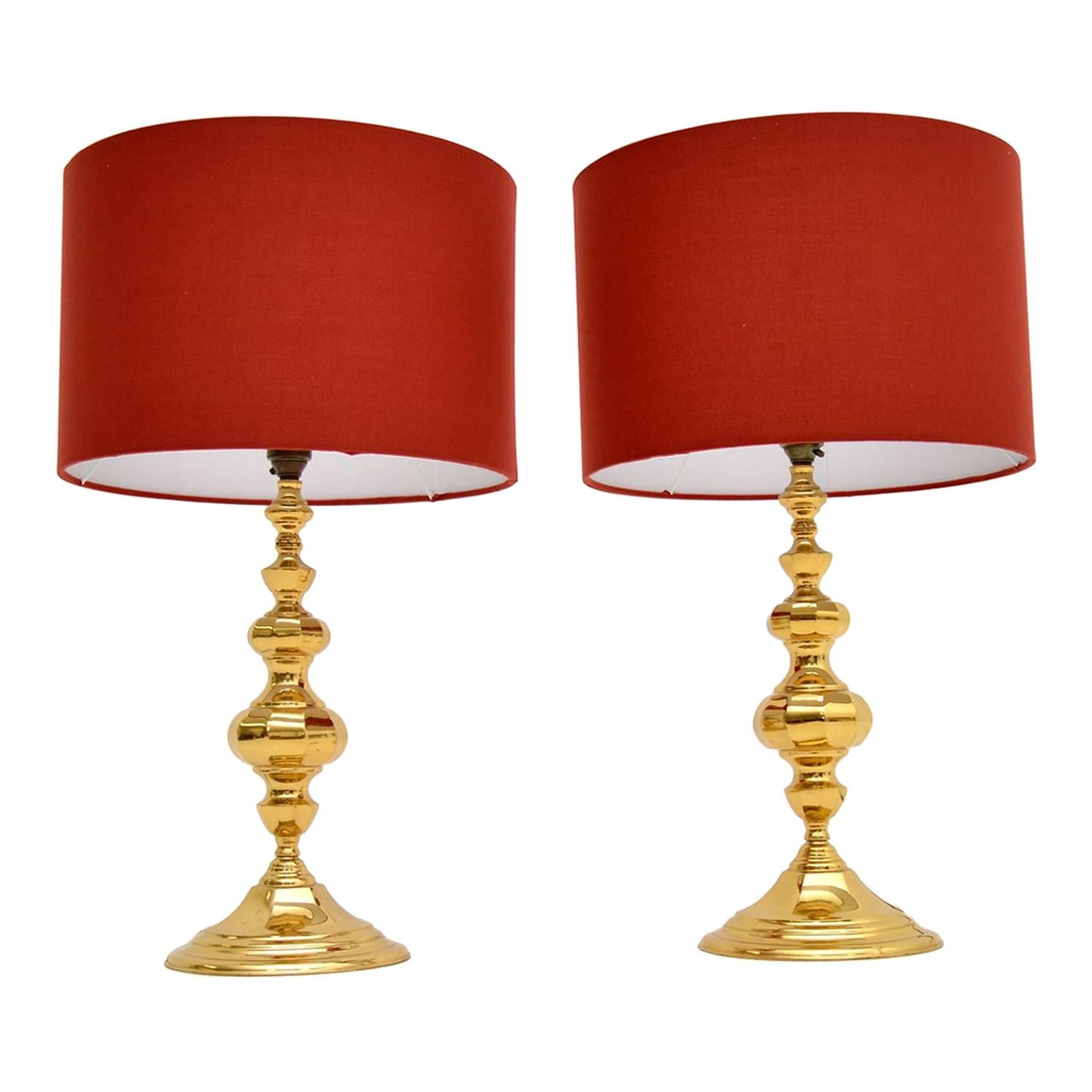 Pair of Brass Table Lamps Vintage, 1970’s