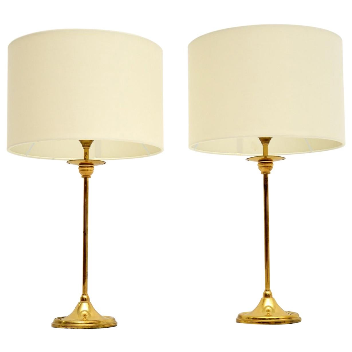 Pair Of Brass Table Lamps Vintage 1970, Vintage Solid Brass Table Lamp
