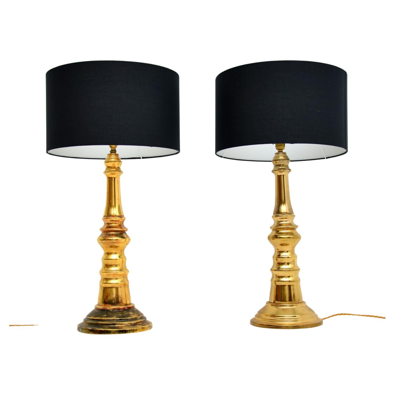 Pair of Brass Table Lamps Vintage, 1970's