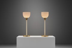 Pair of Brass Table Lamps with Glass Cups for ASEA, Sweden Mid 20th Century