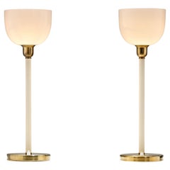 Pair of Brass Table Lamps with Glass Cups for ASEA, Sweden Mid 20th Century