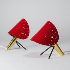 Pair of Brass Table Lamps with Perforated Shades by Ernest Igl, 1950s