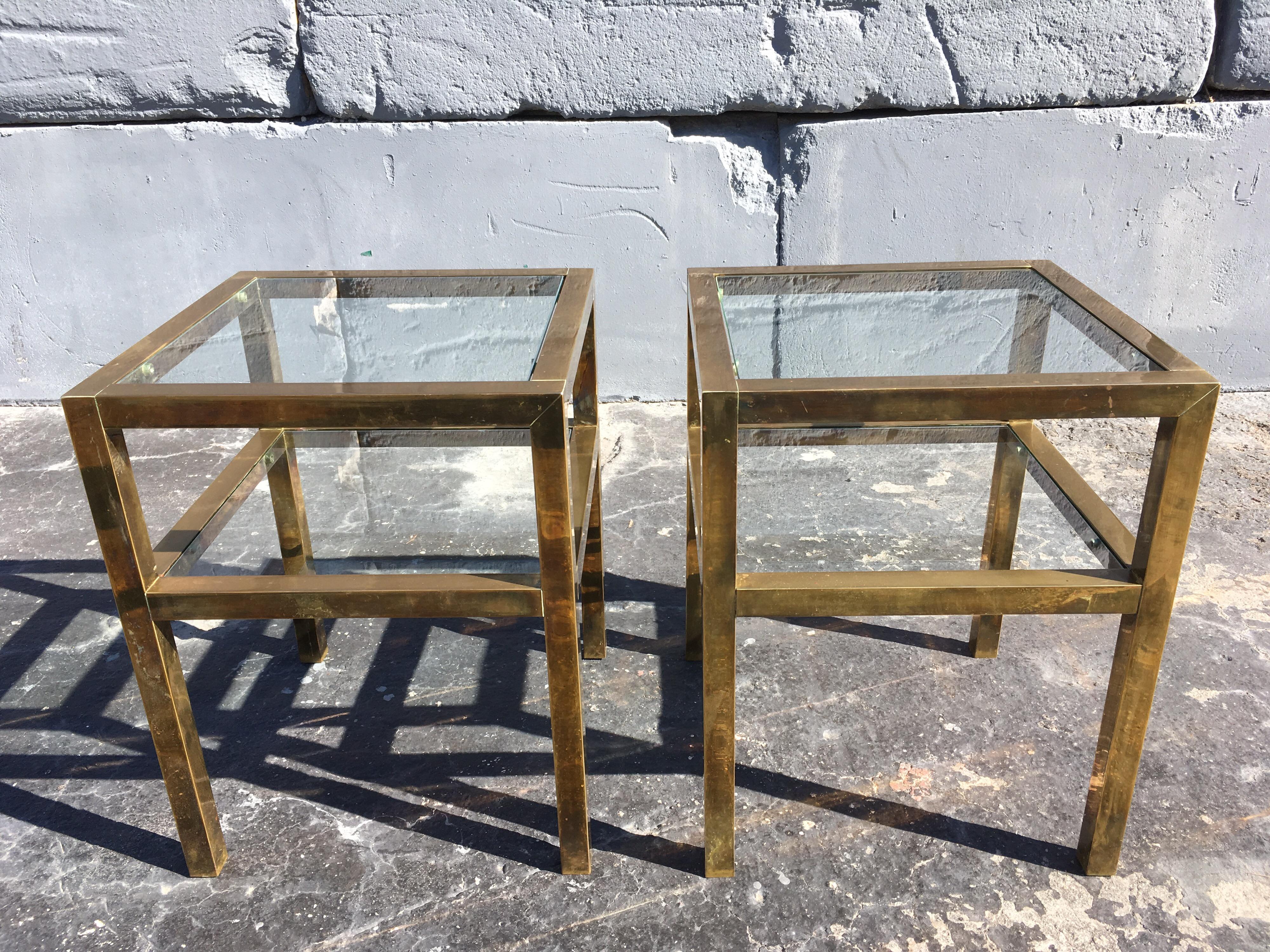 Pair of Brass Tables in the Style of LaVerne 4