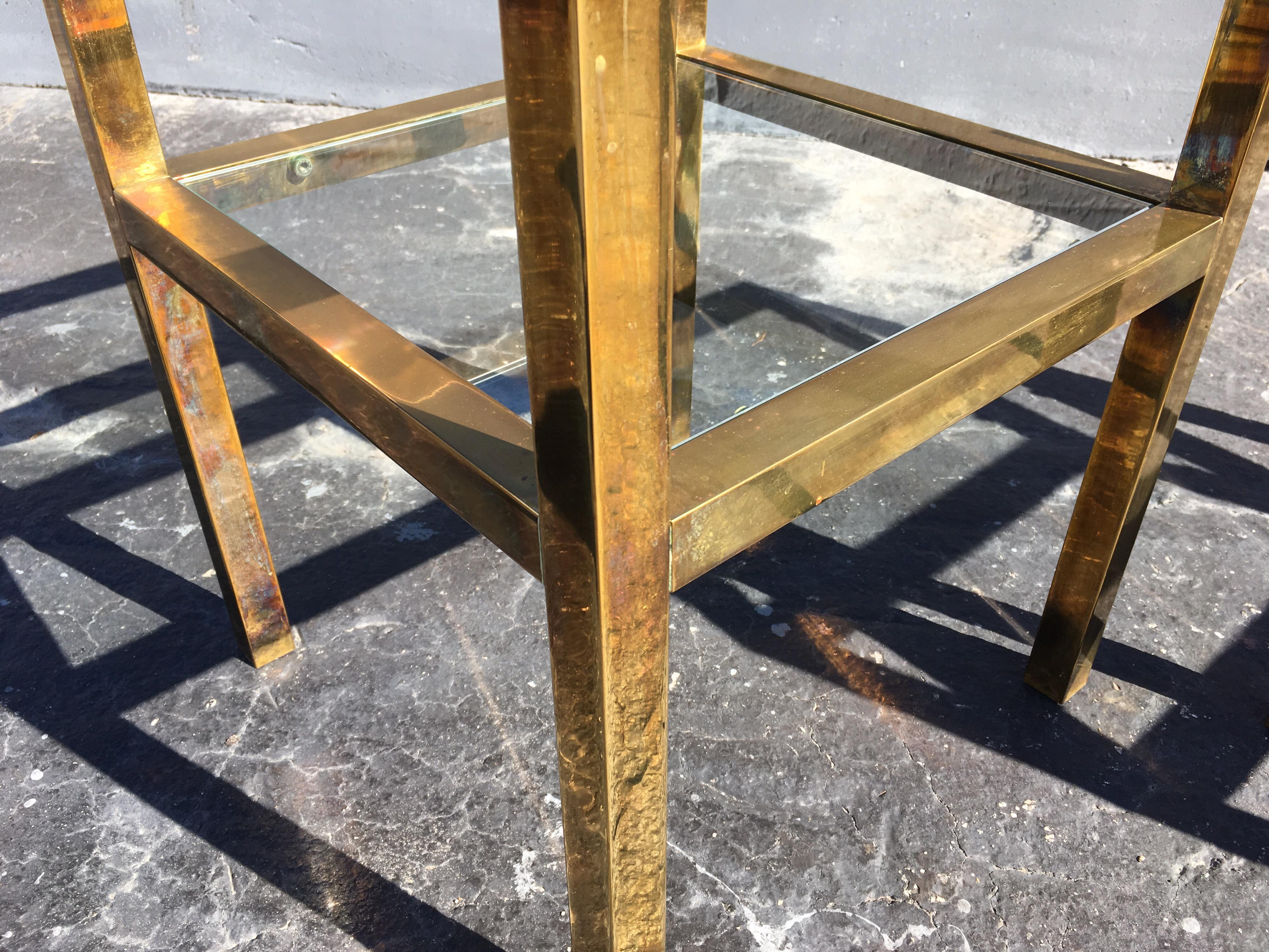 Mid-Century Modern Pair of Brass Tables in the Style of LaVerne