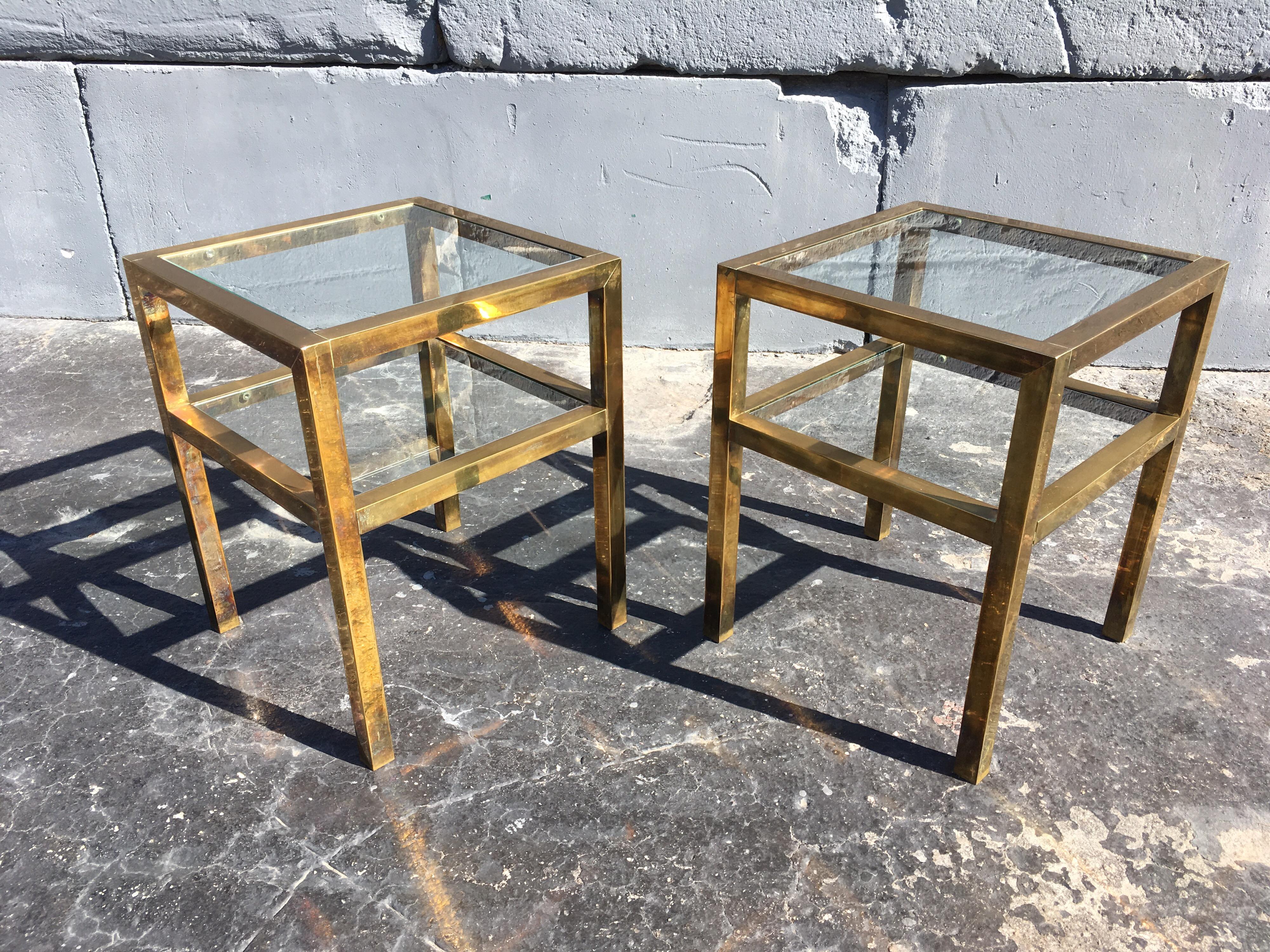 Pair of Brass Tables in the Style of LaVerne In Good Condition In Miami, FL