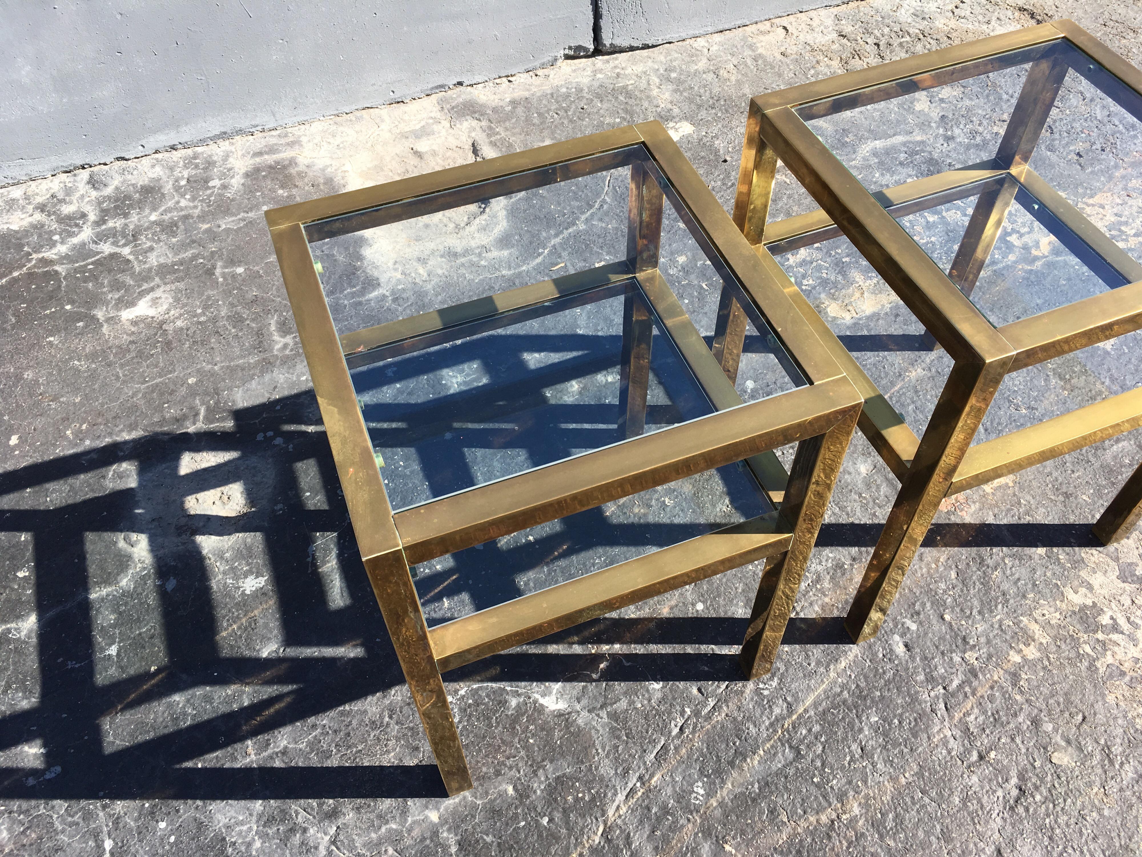 Pair of Brass Tables in the Style of LaVerne 1