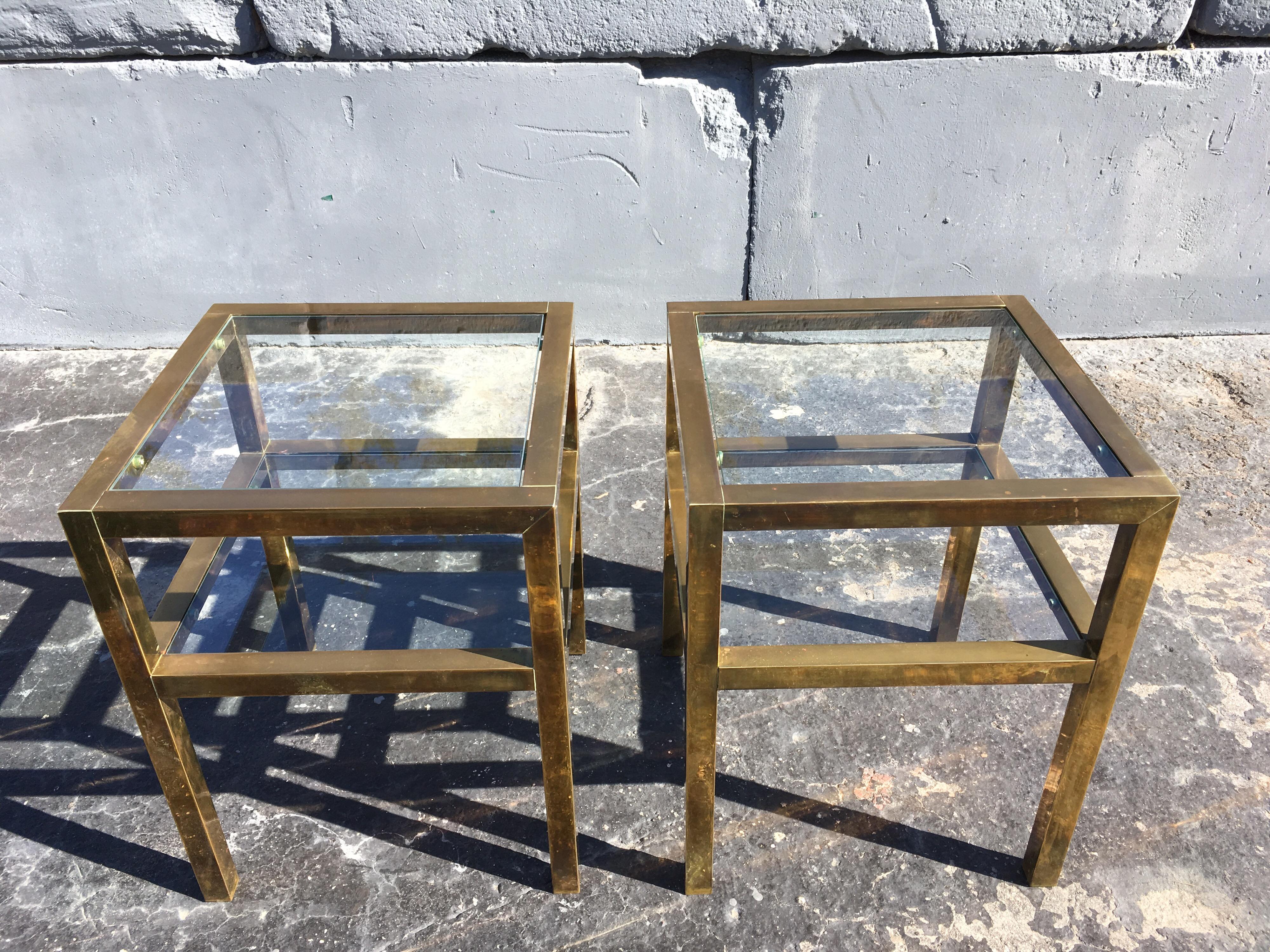 Pair of Brass Tables in the Style of LaVerne 2