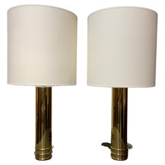 Pair of brass tables lamps Bergboms Sweden  circa 1970
