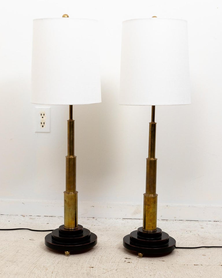 Pair of Brass Telescope Lamps at 1stDibs