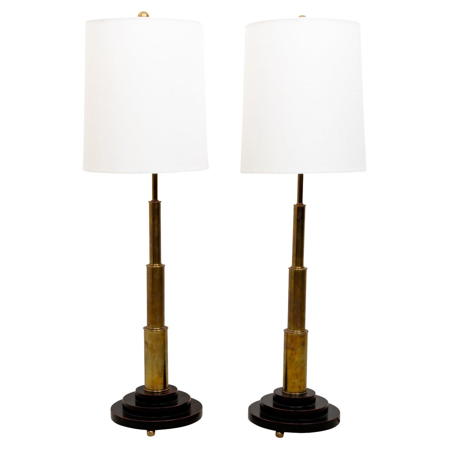 Pair of Brass Telescope Lamps