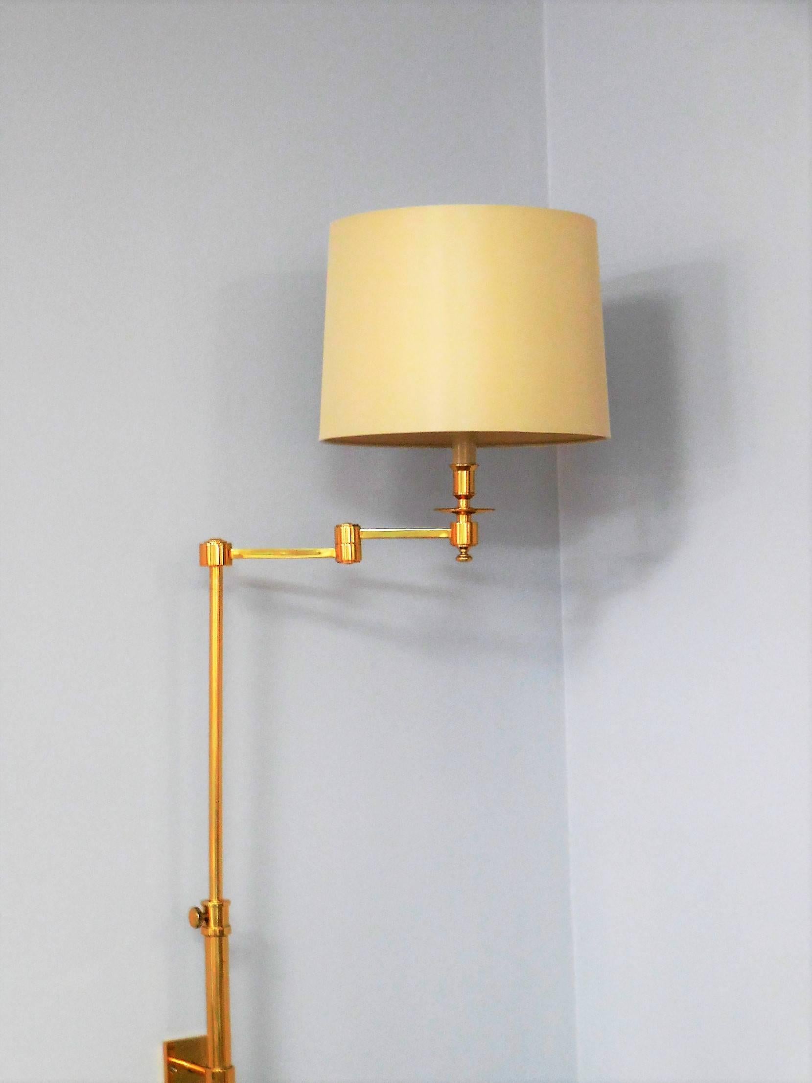 Pair of Brass Telescopic Sconces by Maison Jansen In Excellent Condition In Miami, FL