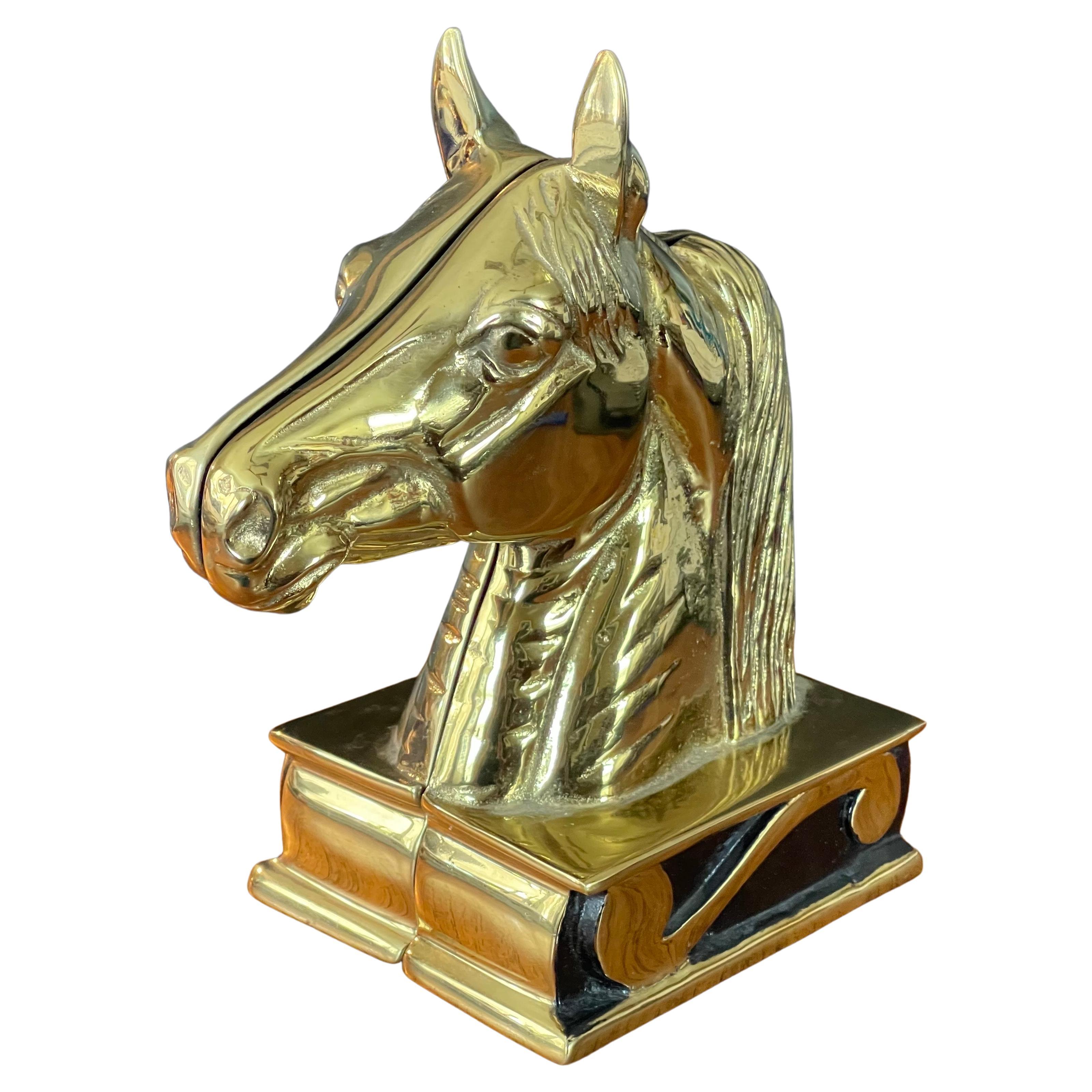 Pair of Brass "The Stallion" Horse Head Bookends by Virginia Metalcrafters