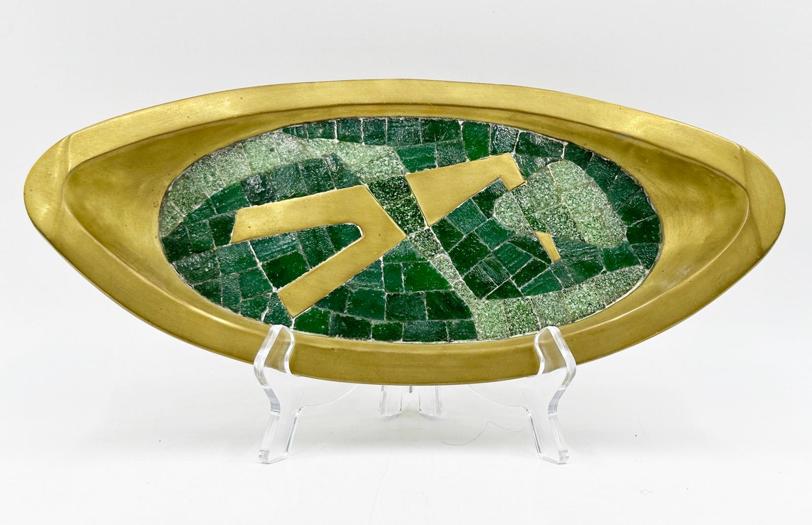 Mid-Century Modern Pair of Brass & Tile Trays by Salvador Teran, Mexico 1960's For Sale