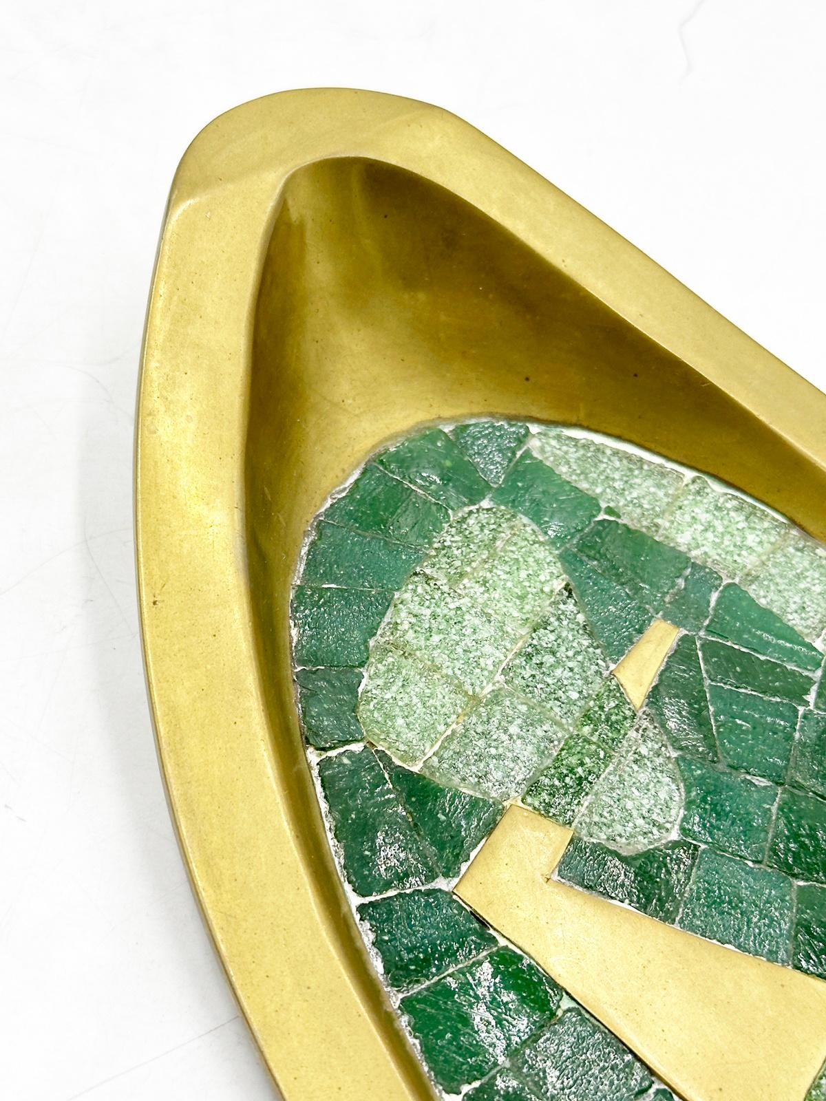 Mid-20th Century Pair of Brass & Tile Trays by Salvador Teran, Mexico 1960's For Sale