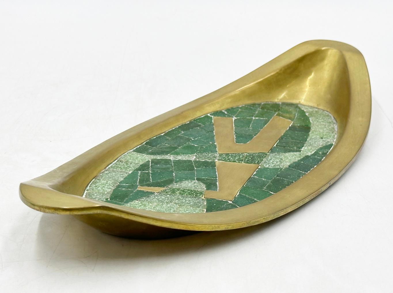Pair of Brass & Tile Trays by Salvador Teran, Mexico 1960's For Sale 1