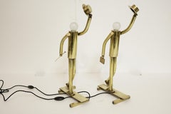Pair of Brass Top Hat Figurine Lamps
