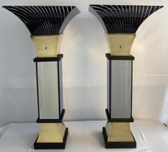 Pair of Brass Torchiere Table Lamps In the Style of Gaetano Scolari