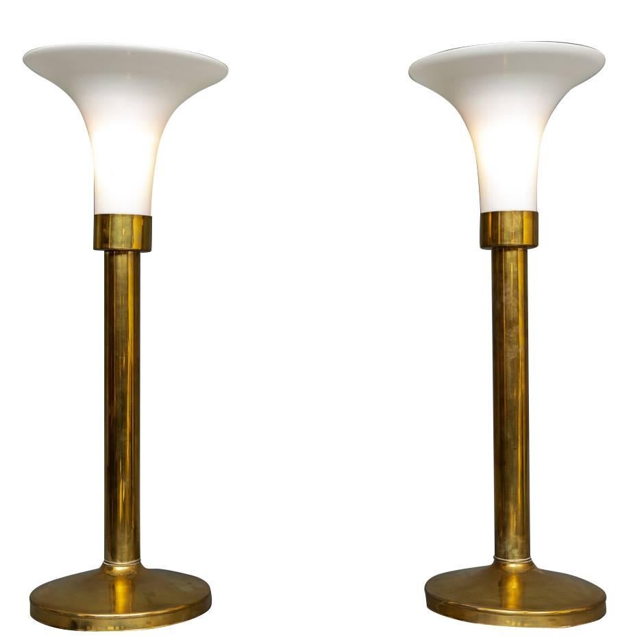 Pair of Brass "Touch" Lamps For Sale
