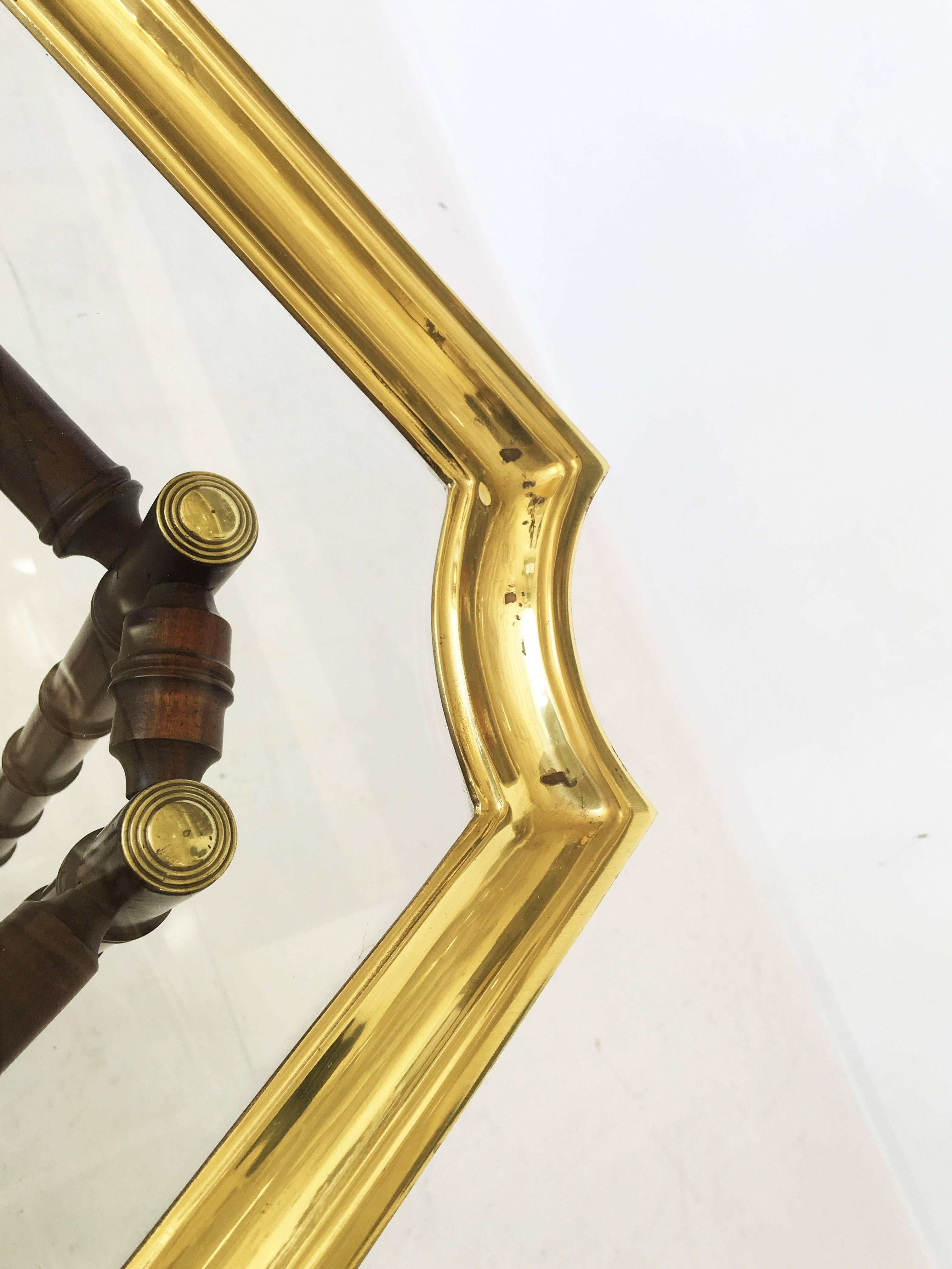 Pair of Brass Trim and Glass Tray-Top Faux Bamboo Side/End Tables by Baker For Sale 9