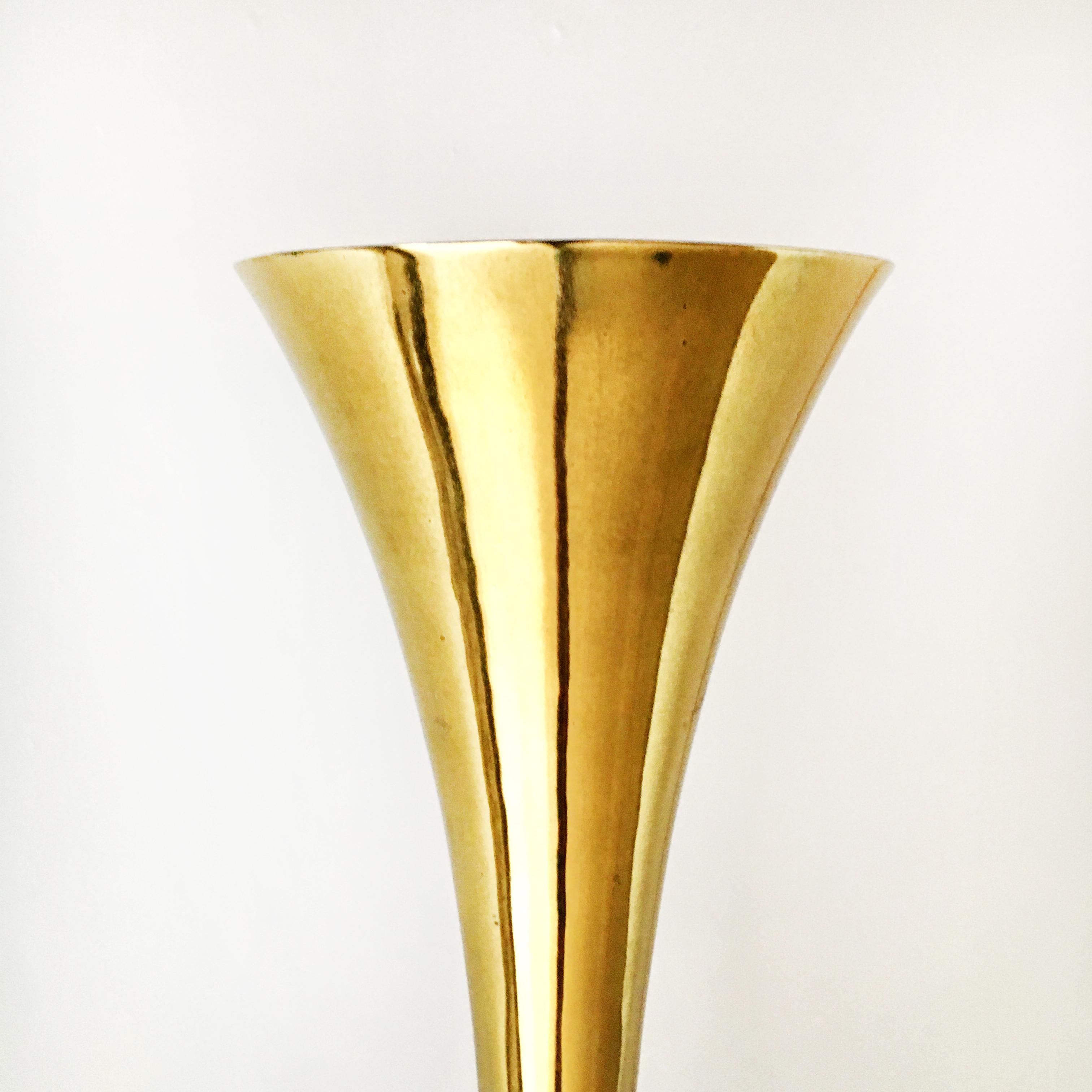 Mid-20th Century Pair of Brass Trumpet Uplighter Floor Lamps by Laurel, 1960s